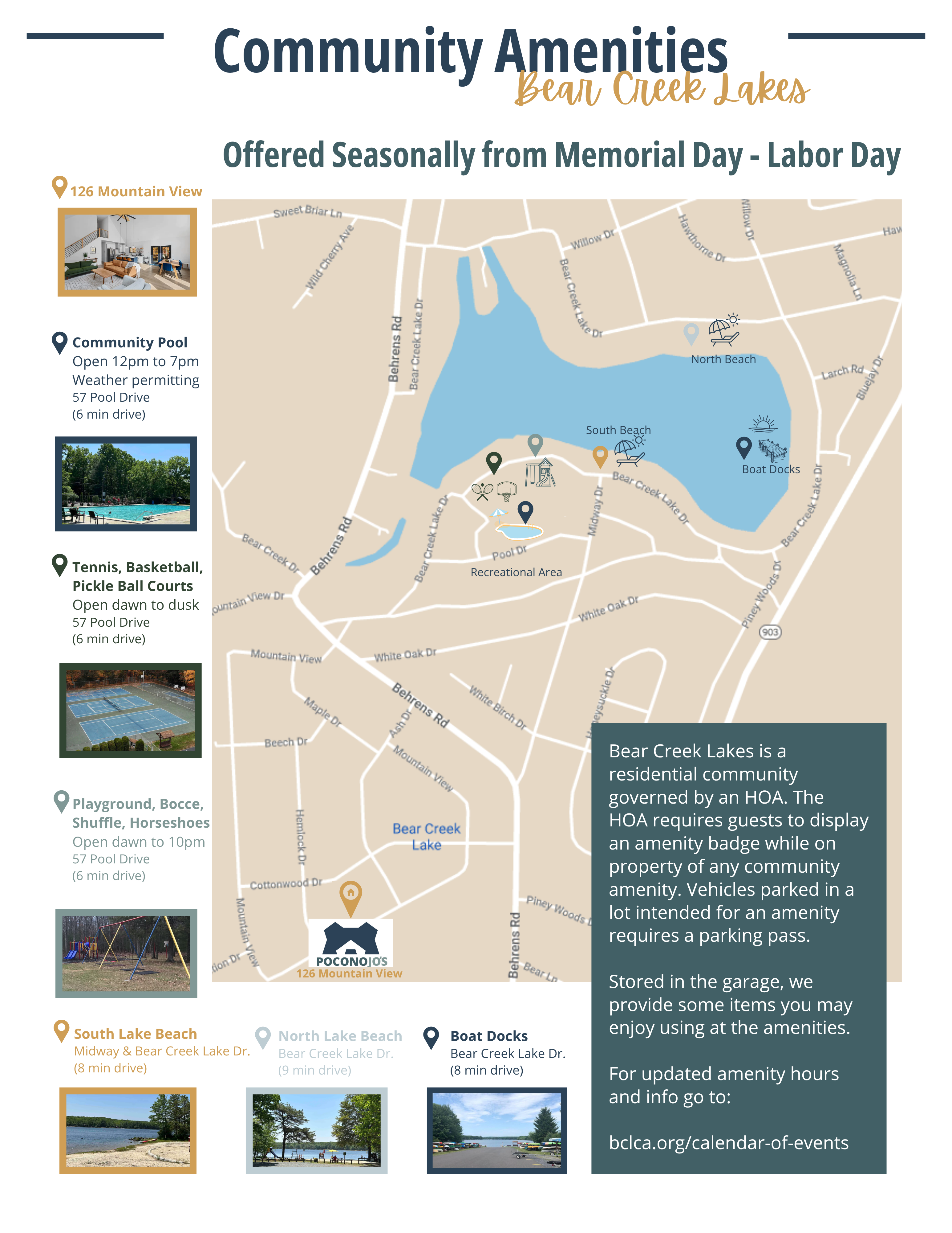 Bear Creek Lakes community amenities map